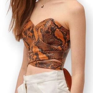 Urban Outfitters snake print coated faux leather wrap bustier crop top size M